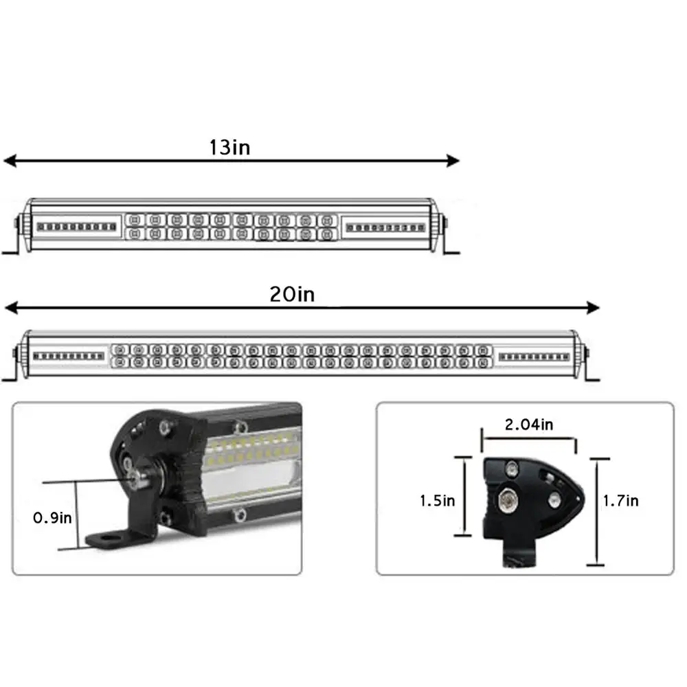 

13/20 Inch Ultra Slim Led Light Bar Dual Row Spot Flood Combo Fog Offroad Light 120w/180w 12v-24v Slim Double Row Led Light Bar