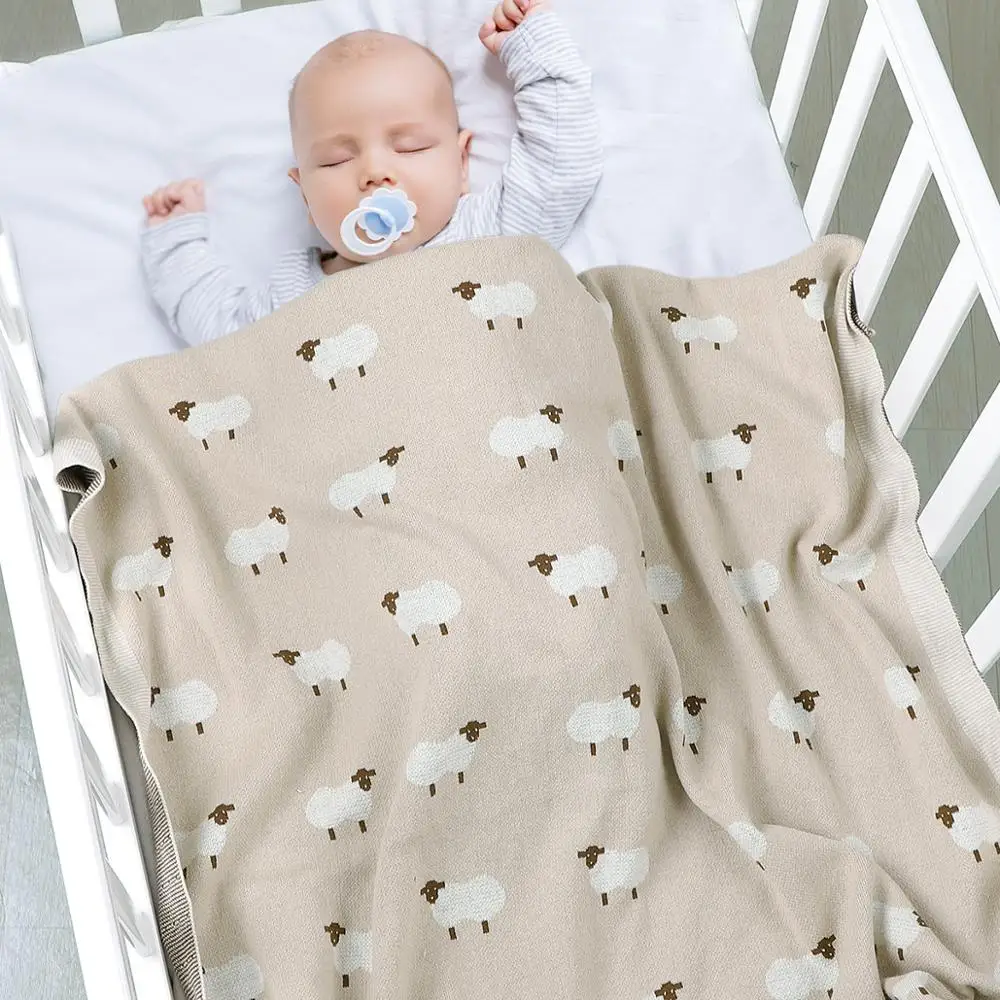 

Baby Blankets Knitted Newborn Swaddle Stroller Bedding Wrap Cartoon Alpaca Infantil Boys Girls Receiving Blanket Children Quilts