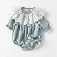 baby girl bodysuits solid rompers for newborns chic lace decor springfall clothes 2pcs hat tops suits infant girls bodysuits
