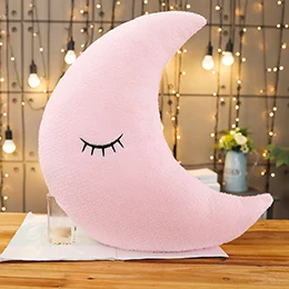 Pink moon Плюшевые небесные подушки спальные улыбка облако звезда Капля воды подушка в виде Луны детская кроватка Декор природа подушка белый розовый серый - Цвет: Pink moon