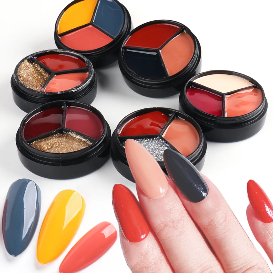 

6Box/Set 3Color Solid Cream Gel Nail Polish Semi Permanent Soak Off UV LED Varnish Manicures Nail Art Painting Gel GL1987-1