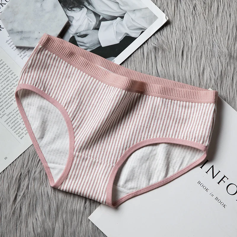 coral pink SP& CITY японское милое Полосатое хлопковое нижнее белье женские сексуальные трусики для менструации мягкие милые бесшовные трусы нижнее белье - Цвет: coral pink