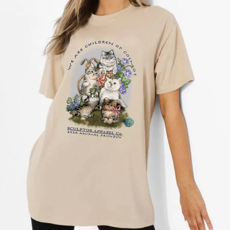 Футболка женская оверсайз с коротким рукавом милая уличная одежда рисунком