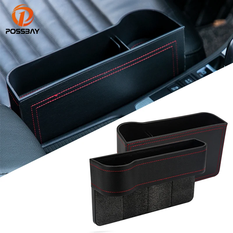 

Автомобильный кожаный Органайзер на сиденье, шкатулка для хранения, Автомобильный интерьер, держатель для карт и телефона, карман, черный/б...