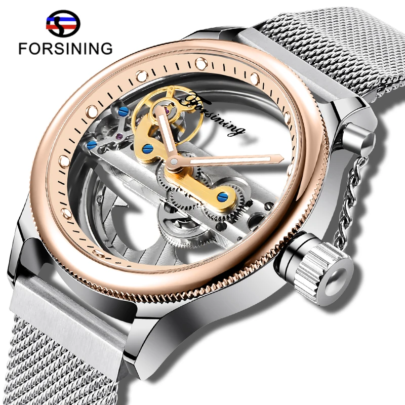 Модный бренд FORSINING Минимализм Дизайн для мужчин Автоматический Скелет стимпанк