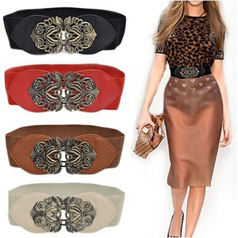 

Belt Female Skirt Waistband Women Fashion Vintage Wide Elastic Stretch Buckle Waist Belt Waistband Party Dress Decor Drop Ship