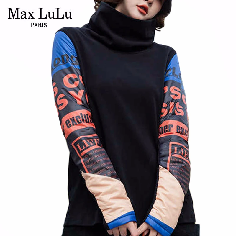 Женская водолазка Max LuLu Повседневная Свободная футболка с высоким воротником в