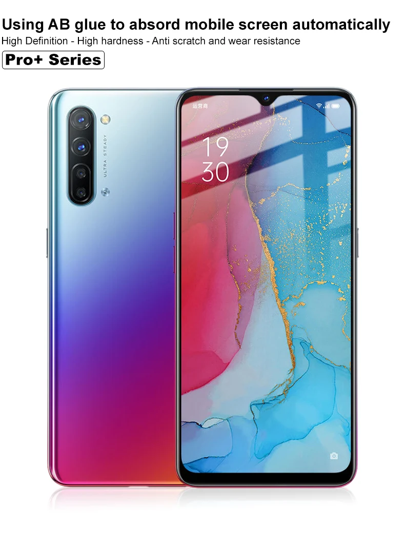 

IMAK OPPO Reno 3 Tempered Glass OPPO A91 Glass Screen Protector Pro+ Version Full Screen AB Glue Protective Film