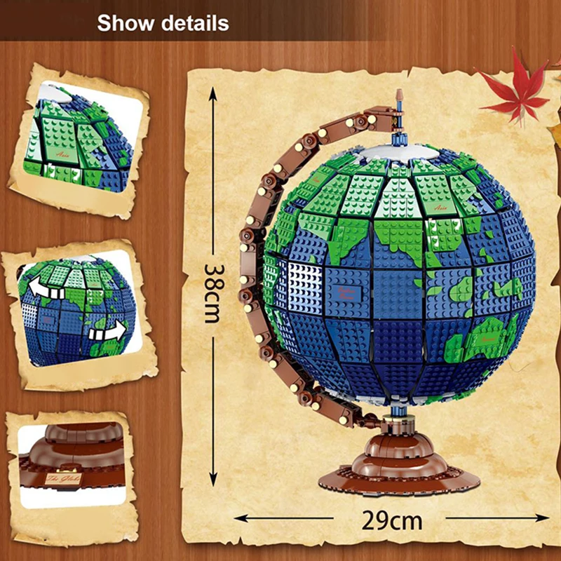 

High-tech New Design Creator Globe Map Model Building Blocks Educational Assembly Bricks Toys Birthday Gift For Children