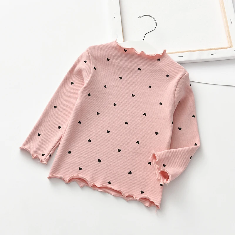 Новая зимняя футболка для маленьких девочек Милая с длинными рукавами и круглым