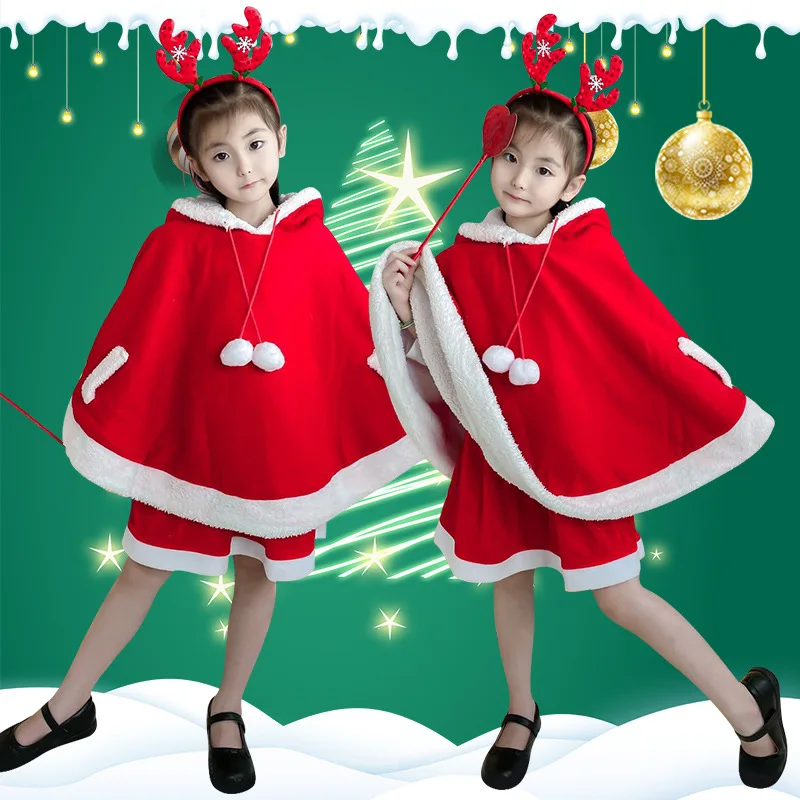 

Рождественское платье, накидка, детское платье, одежда для мальчиков и девочек, костюм Санта-Клауса, костюм, детская одежда для новогодних ш...