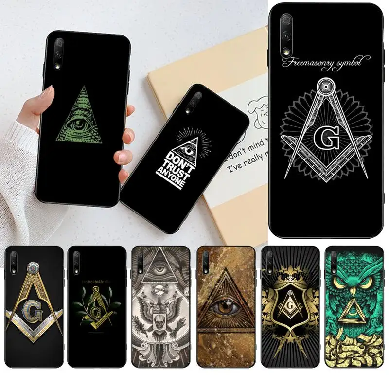 

CUTEWANAN All seeing eye Freemason Black Soft Shell Phone Case Capa for Huawei Honor 30 20 10 9 8 8x 8c v30 Lite view pro