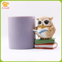 new 3d learning animal silicone mold owl home soap candle decoration soft silicone mould