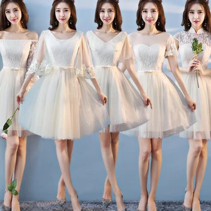 Bridesmaid dress short female slim Korean bridesmaid dress girlfriends dress skirt champagne student graduation evening dress