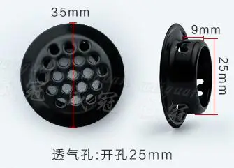 25mm black Bevel 10 шт./лот 30 мм/35 мм/40 мм/43 мм/65 мм из нержавеющей стали вентиляционное отверстие шкаф украшение шкафа респирадеро круглая вентиляционная система - Цвет: 25mm black Bevel