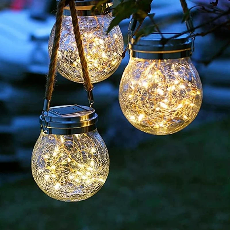 

LEDSolar Outdoor Decorative Light IP65 Waterproof Cracked Glass Jar Garden Fairy Light Used For Yard Terrace Road