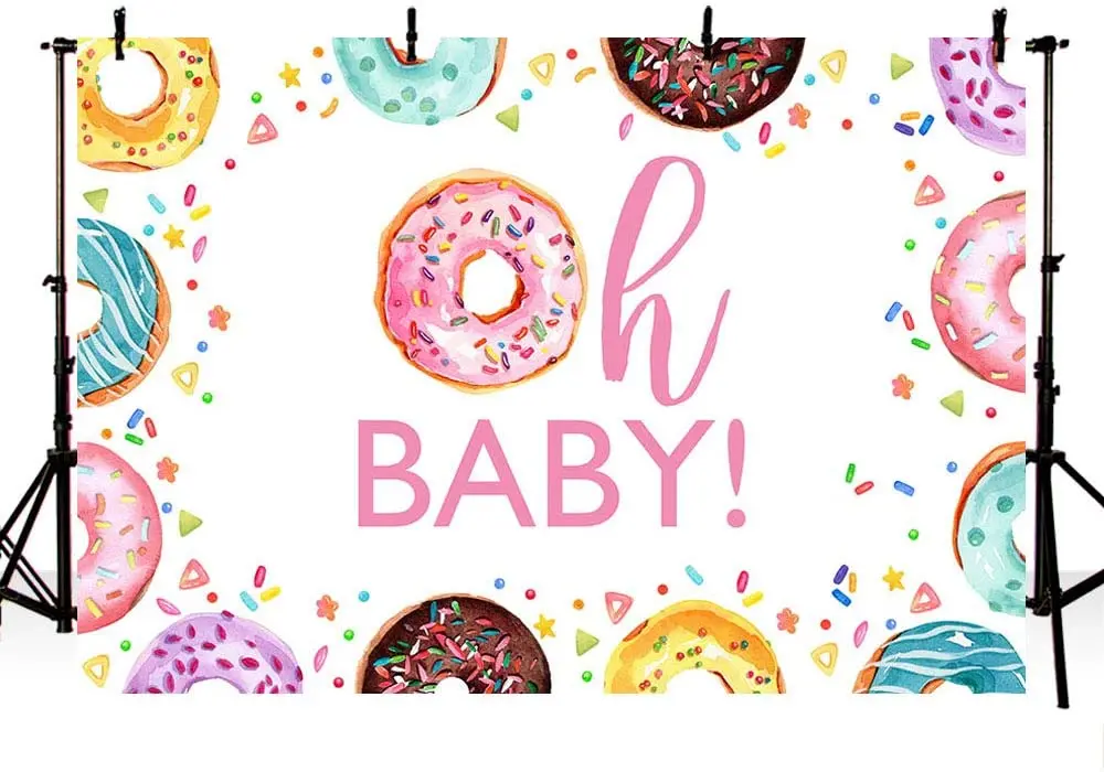 Colorful Donut Girl Baby Shower Party Decoration Banner Photo Studio Background Pink Oh Baby Princess Photography Backdrops