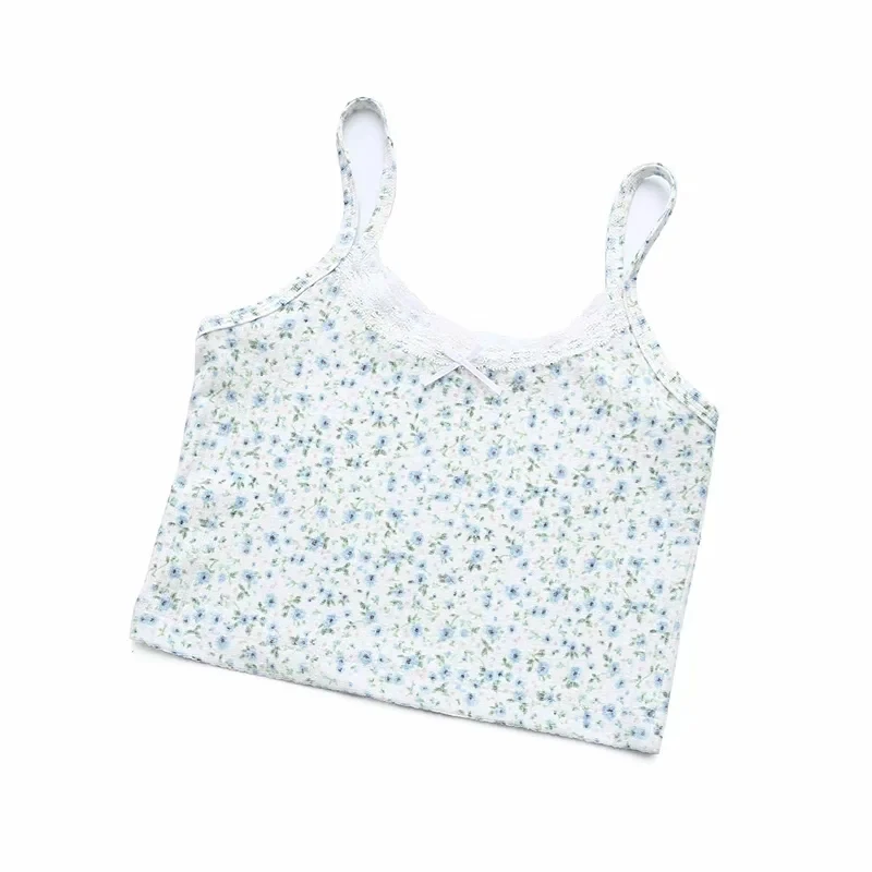 Женский Кружевной укороченный топ с цветочным принтом|Топы| |