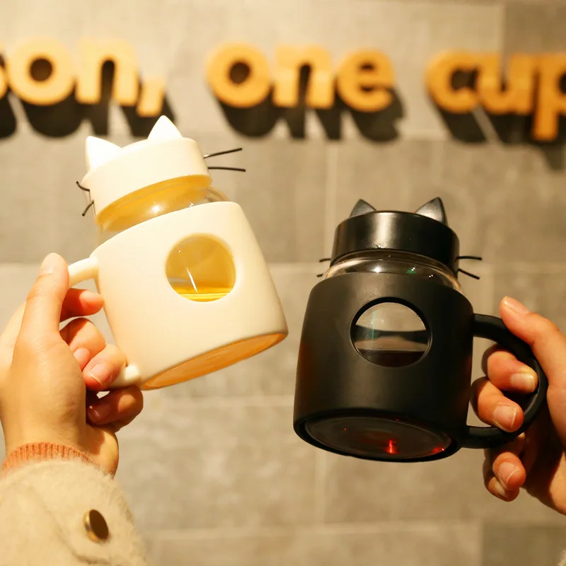 Новая креативная бутылка для воды с мультяшным котом стеклянная силиконовая