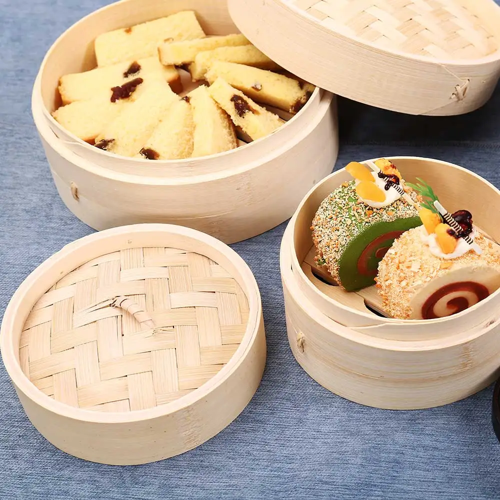 Bamboo Steamer Basket Cooker Kitchen Tools Cooking Steam For Rice Sum Vegetable Snack Fish Dim Dumpling Egg With Cover Set |