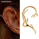 2021 европейские и американские тренды, Модные металлические серьги-клипсы в виде веток для ушей, изысканные серьги для женщин, крутые необычные украшения