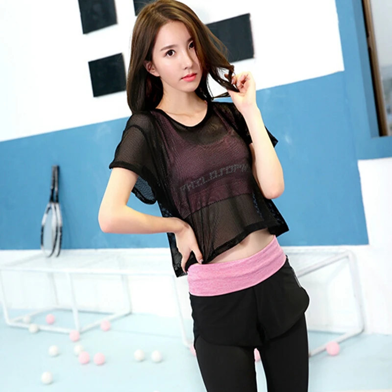 Women's Breathable Sport yoga T-shirts Quick Dry Gym Running Fitness Top | Спорт и развлечения