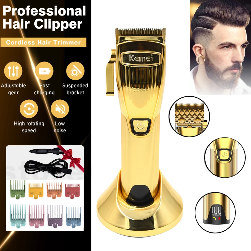 

Professional Hair Trimmer Gold Electric Trimmer For Men Cordless Rechargeable Shaver Barber Hair Cutting Machine T Hair Styling