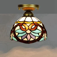 european style 8 inch 20cm tiffany colored glass corridor balcony small ceiling lamp lovely baroque lamp