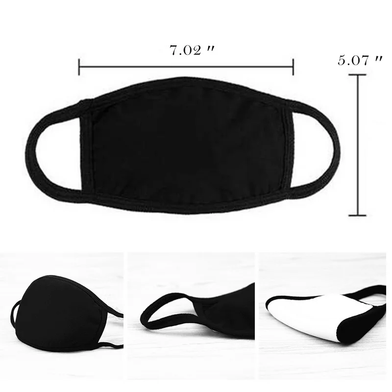3 шт. простая хлопковая маска унисекс черная дышащая для лица езды на велосипеде