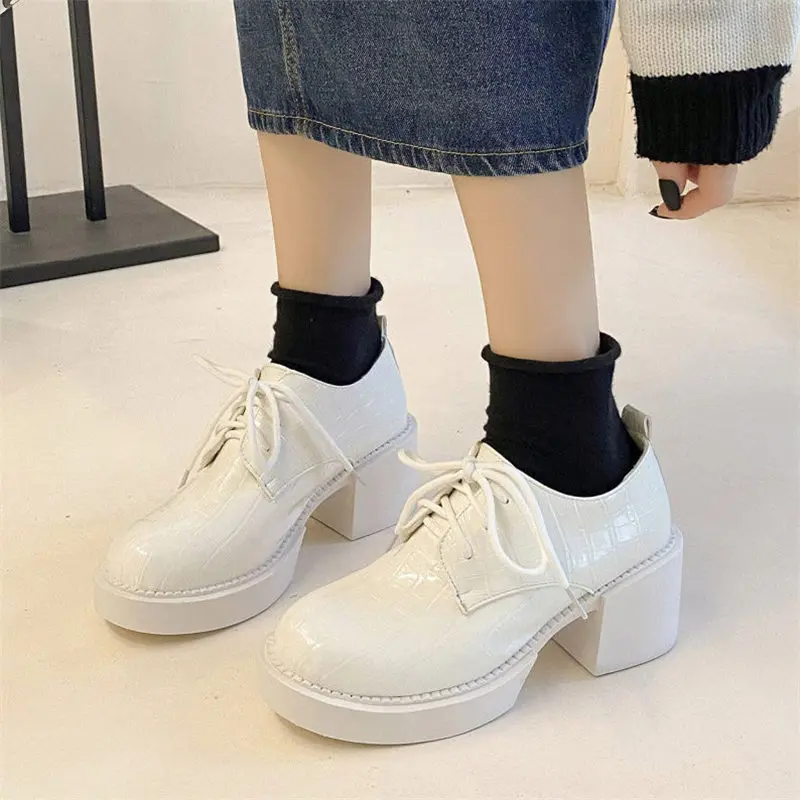 

white Vintage Mary Jane Shoes Japanese School College Uniform Shoes Shoes Bottom Lolita Casual Women Platform low heels