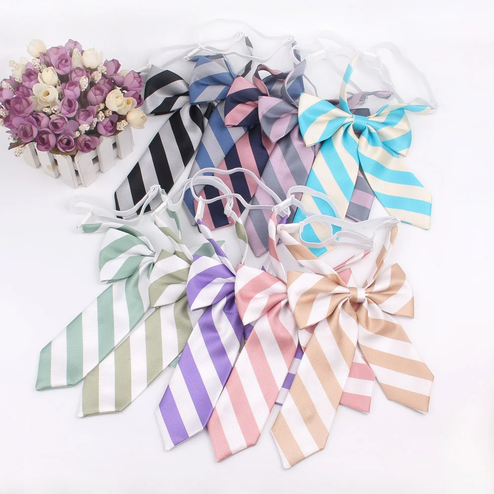 

Feminine Striped Bowtie Casual Bow tie For Women Uniform Collar Butterfly Bow knot Irregular Bow Ties Cravats Girls Bowties