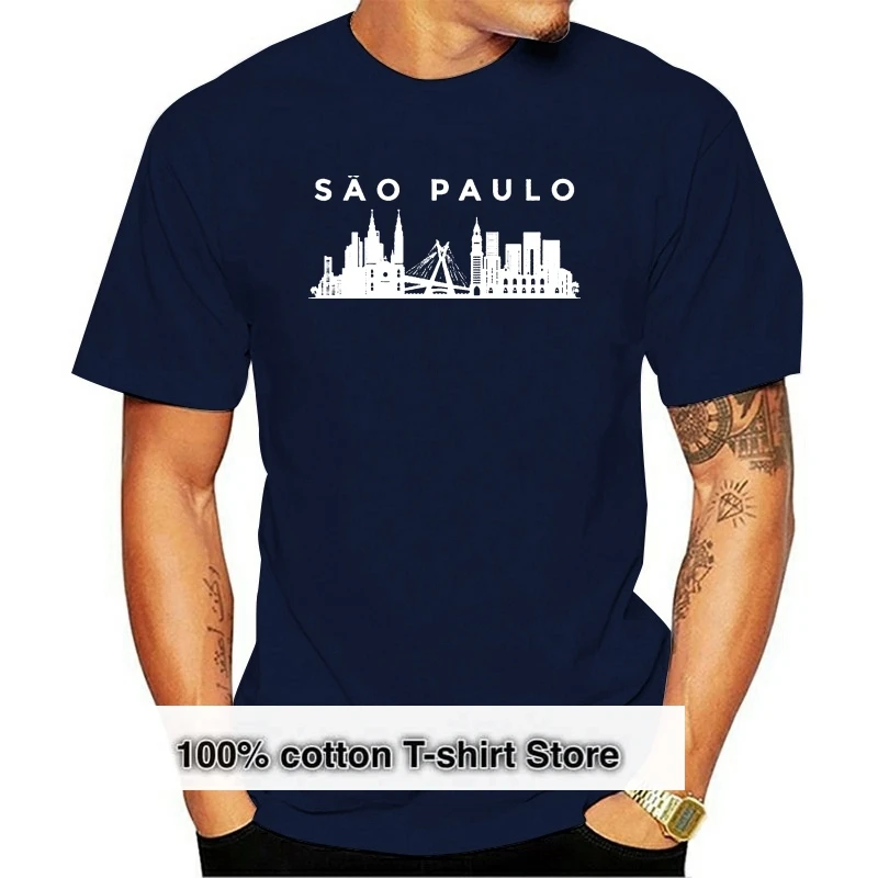 

Sao Paulo Brazil Skyline Shirt City Brazilian T Shirt New 2020 Fashion Men High Quality Tops Hipster Tees Custom T Shirts