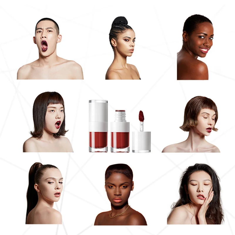 

Pudaier Liquid Lipstick 16 Color Small White Bottle Matte Lasting Non-Stick Waterproof for Woman Girl EY669