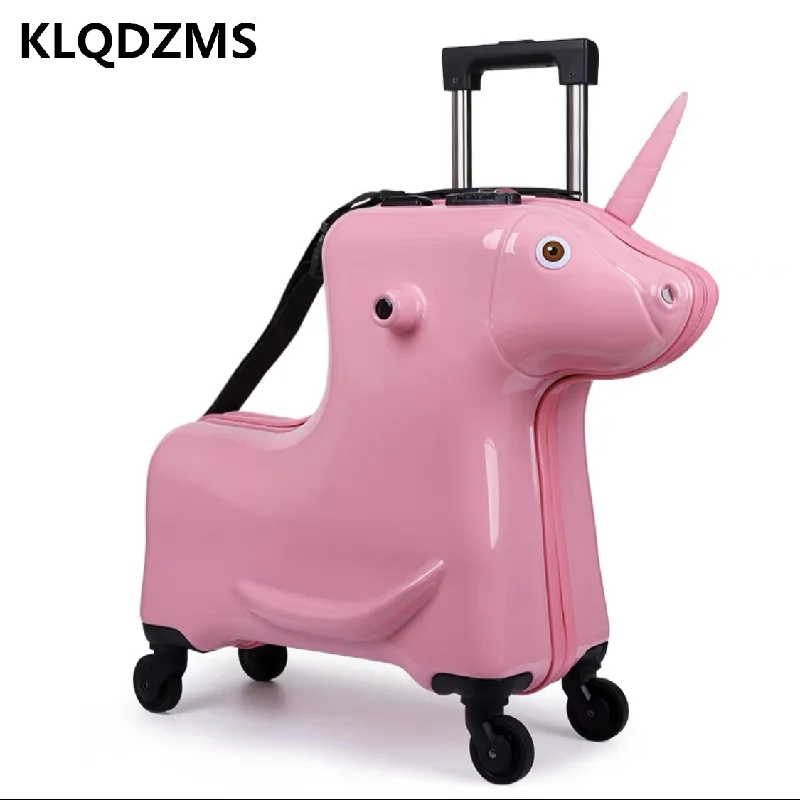 KLQDZMS Kids Riding luggage 20 Inch Travel Suitcase On Wheels Children's Trolley Case Multifunctional Rolling  Suitcase