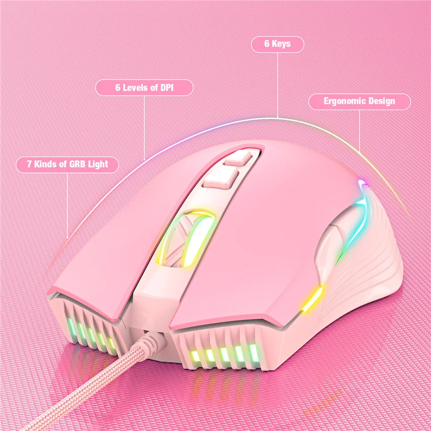 onikuma g25 gaming keyboard mouse set wired pink cw905 6400 dpi mice k9 cute cat ear headset for pc laptop free global shipping