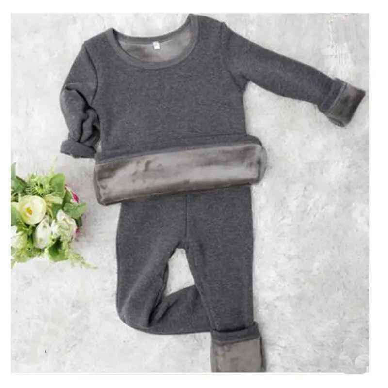 

2pcs/set Mirco Velvet Children Boys Pajamas Thermal Underwear Girl Sleepwear Long Johns Night Tops Pant Clothes Clothi Nightwear