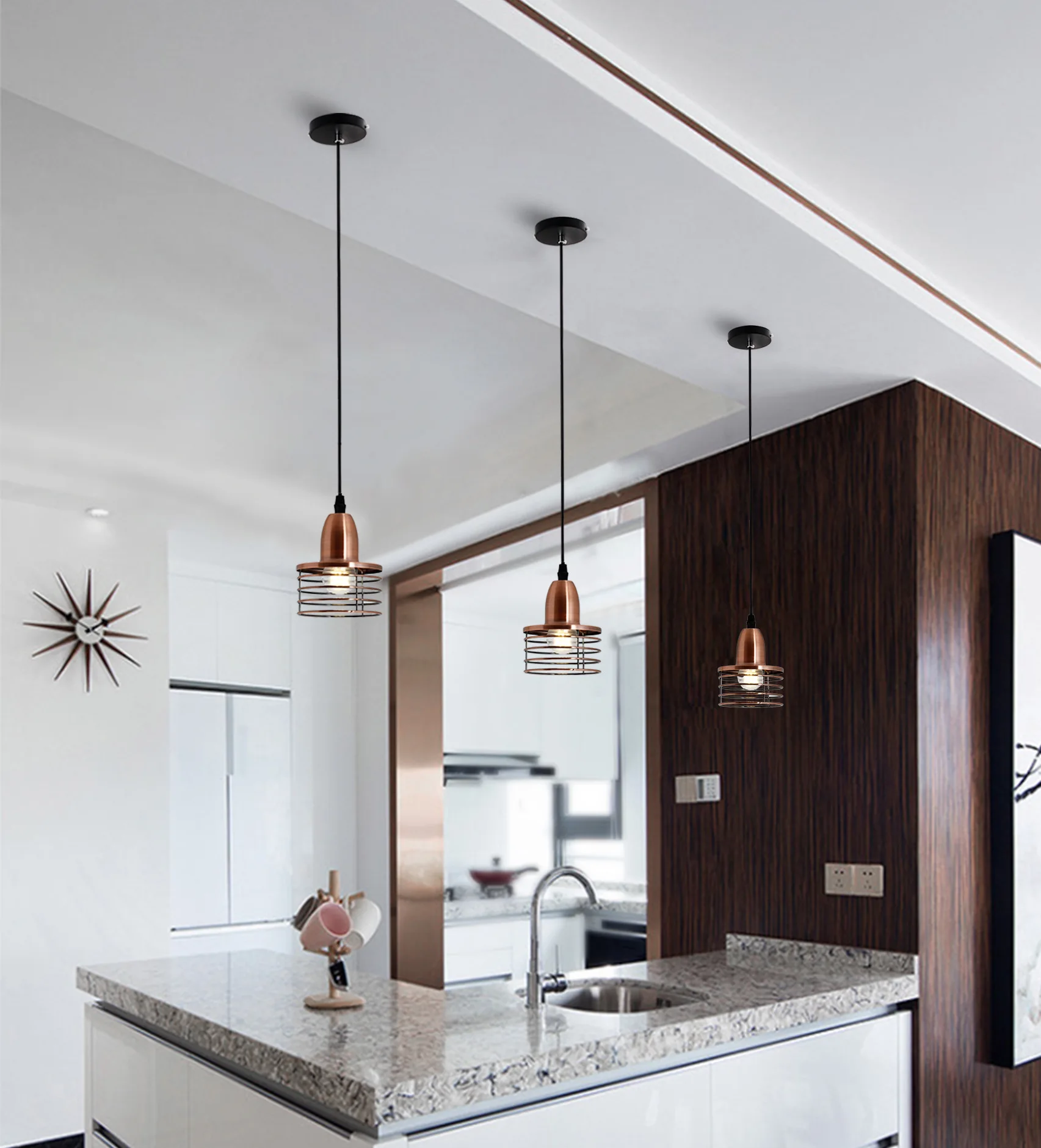 Промышленный Ретро Стиль подвесной светильник с золотыми кружочками подвески