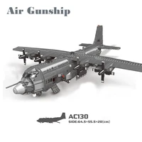 1713pcs us army ac130 air gunship large transport aircraft military plane model building block brick gift for children kids toys