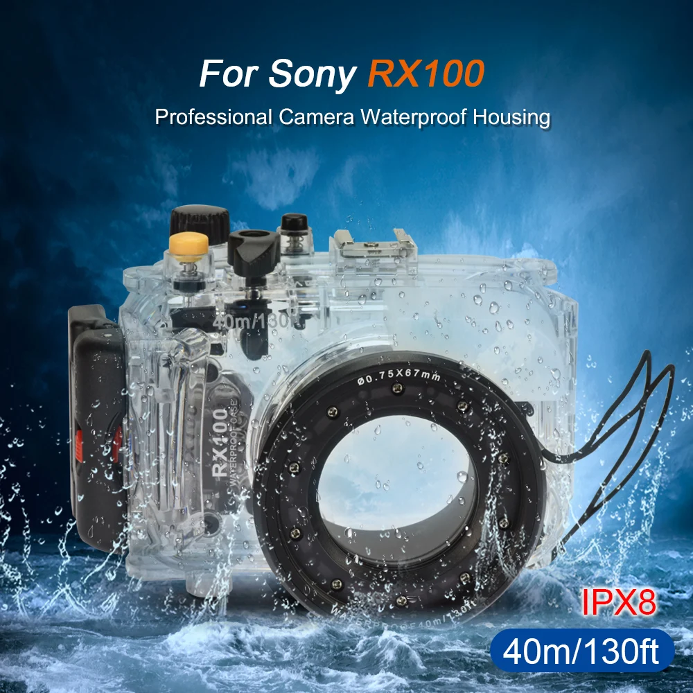 Водонепроницаемый чехол для фотокамеры дайвинга Sony RX100/Φ/RX100M3/ RX100M4/RX100M5 40 м 1 шт. |