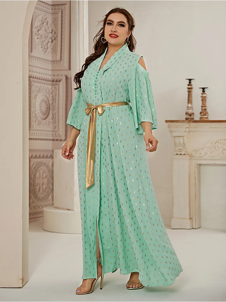 2021 Абая длинные весенние женские платья с рукавом бабочкой большого размера плюс