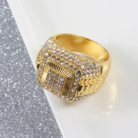 fashion neutral ring men and women gold plated exaggerated wedding jewelry hip hop boy ring geometric hip hop street trend ring