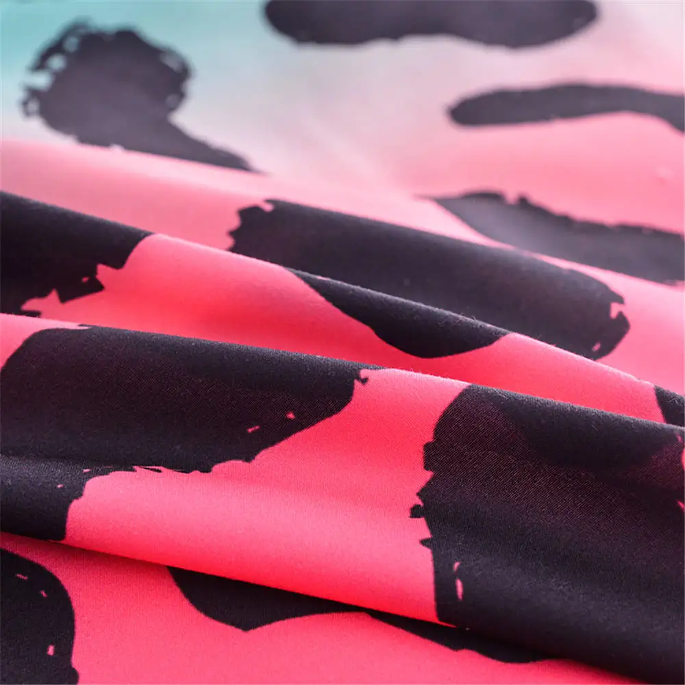 

Fashion Luxury Pink 3D Print Bedding Sets Leopard Duvet Cover Sets Queen King Single Size Pillowcases Gradient Color Queen Bed