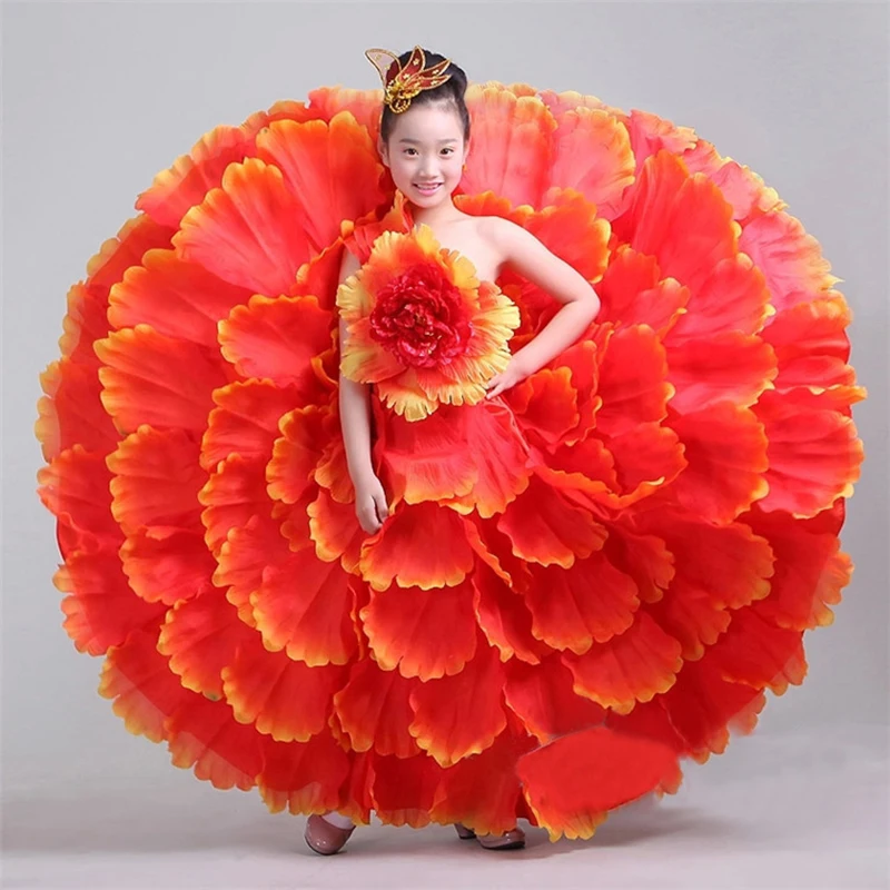 

Flamenco Dance Dress Children Flamengo Costumes Girls Petal Spanish Dress Spanish Flamenco Stage Performance Dancewear SL1441