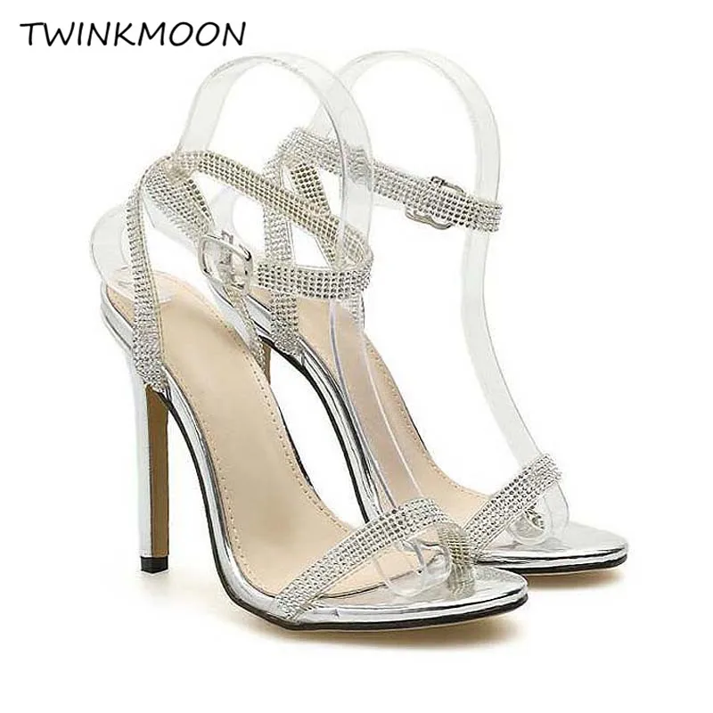 Женские босоножки на высоком каблуке платформе со стразами летние туфли с