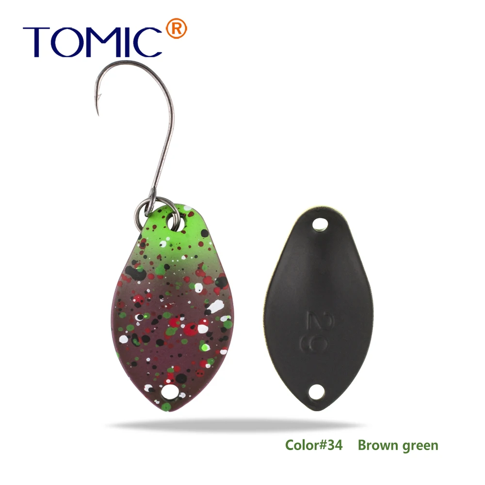 brown green Томик 2 г микро рыболовные приманки латунные форели ложки металлические приманки воблер форель зона pesca Спиннер приманка - Цвет: brown green