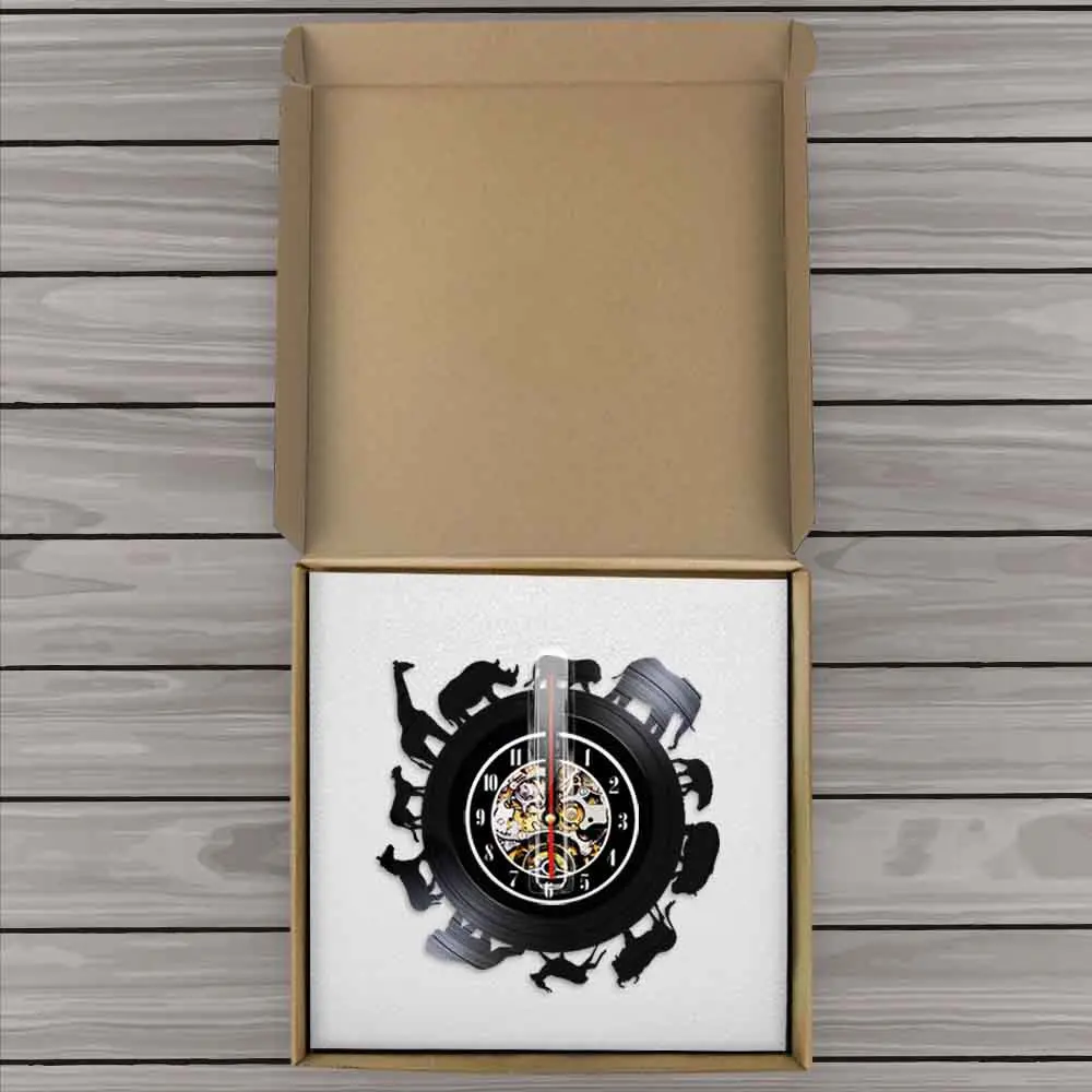 Настенные часы с африканскими животными виниловая пластина современное