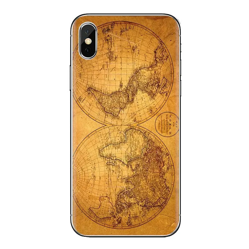 Антикварные обои с картой мира для iPhone XS Max XR X 4 4S 5 5S 5C SE 6 6S 7 8 Plus Samsung Galaxy J1 J3 J5 J7 A3 A5