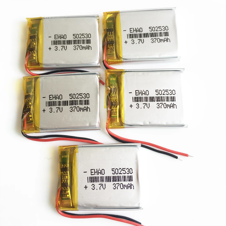 5 шт., литий-полимерные аккумуляторные батареи 3,7 в, 370 мАч
