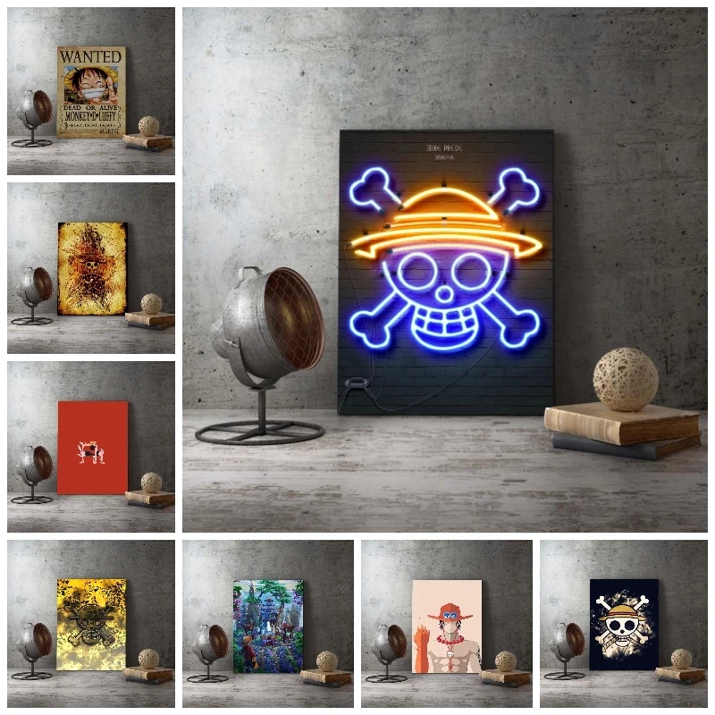 Модульное настенное искусство цельный холст картины Луффи принты ророноа постер