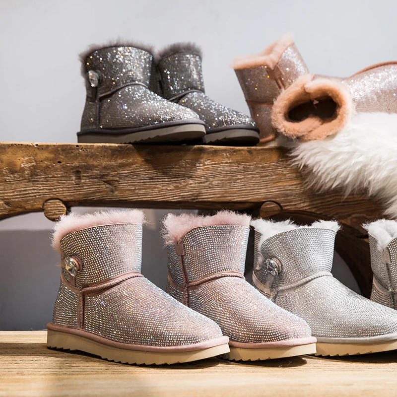 Зимняя обувь 2019 г. женские зимние ботинки короткие из овечьей шерсти с меховой